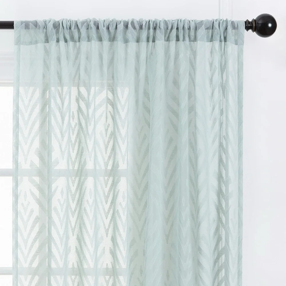 Chanasya Premium Leaf Voile‎ Sheer Curtains 2-Panel Light Filtering 52 x 84 Sage
